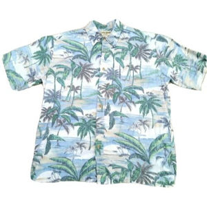 Hawaiian Aloha Shirt Cooke Street Size Large Palm Tree Island Print CR
